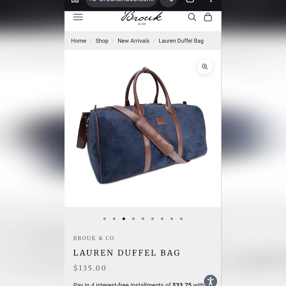Brouk & Co Lauren Duffle Bag In Navy - 21x9.5x14 - New In Bag